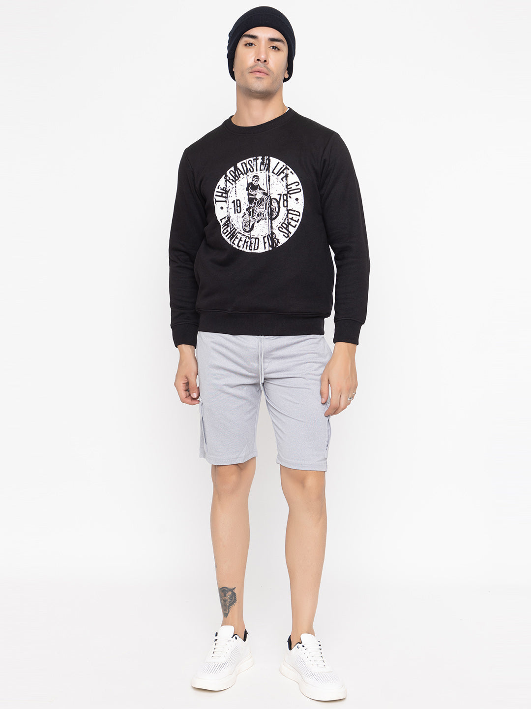 1001 Oversized Quilted Fleece Sweatshirt I 1001 Black