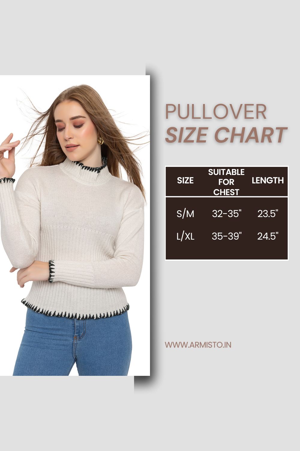 328 Ribbed High Neck Pullover I White