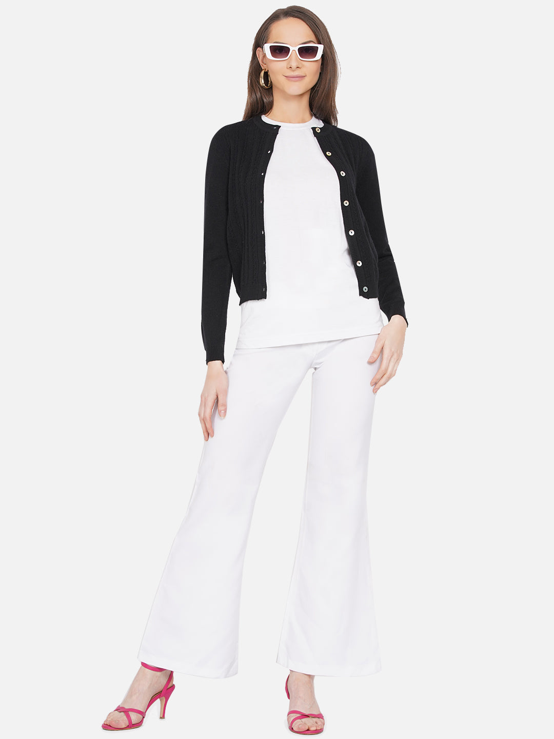 318 Wool Cable Knit Cardigan I Black
